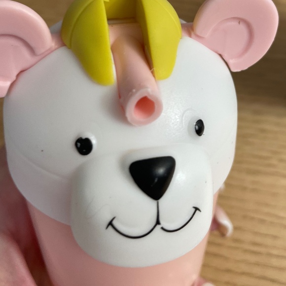 Vintage Sippy Cups Lot of 2 Blue & Pink Puppy Dogs w Straws Toddler Thailand - Picture 6 of 12